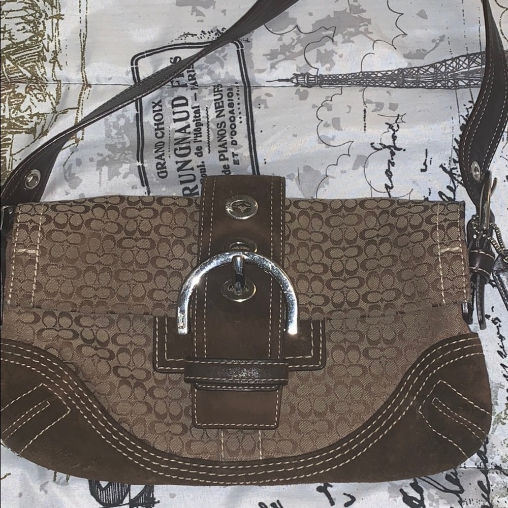 Coach dark brown signature purse